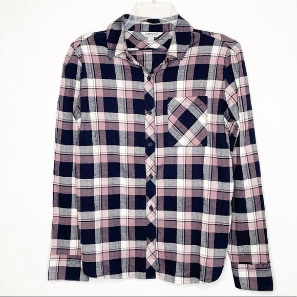 Orvis Tops - Orvis Black & Pink Plaid Flannel Shirt (M)